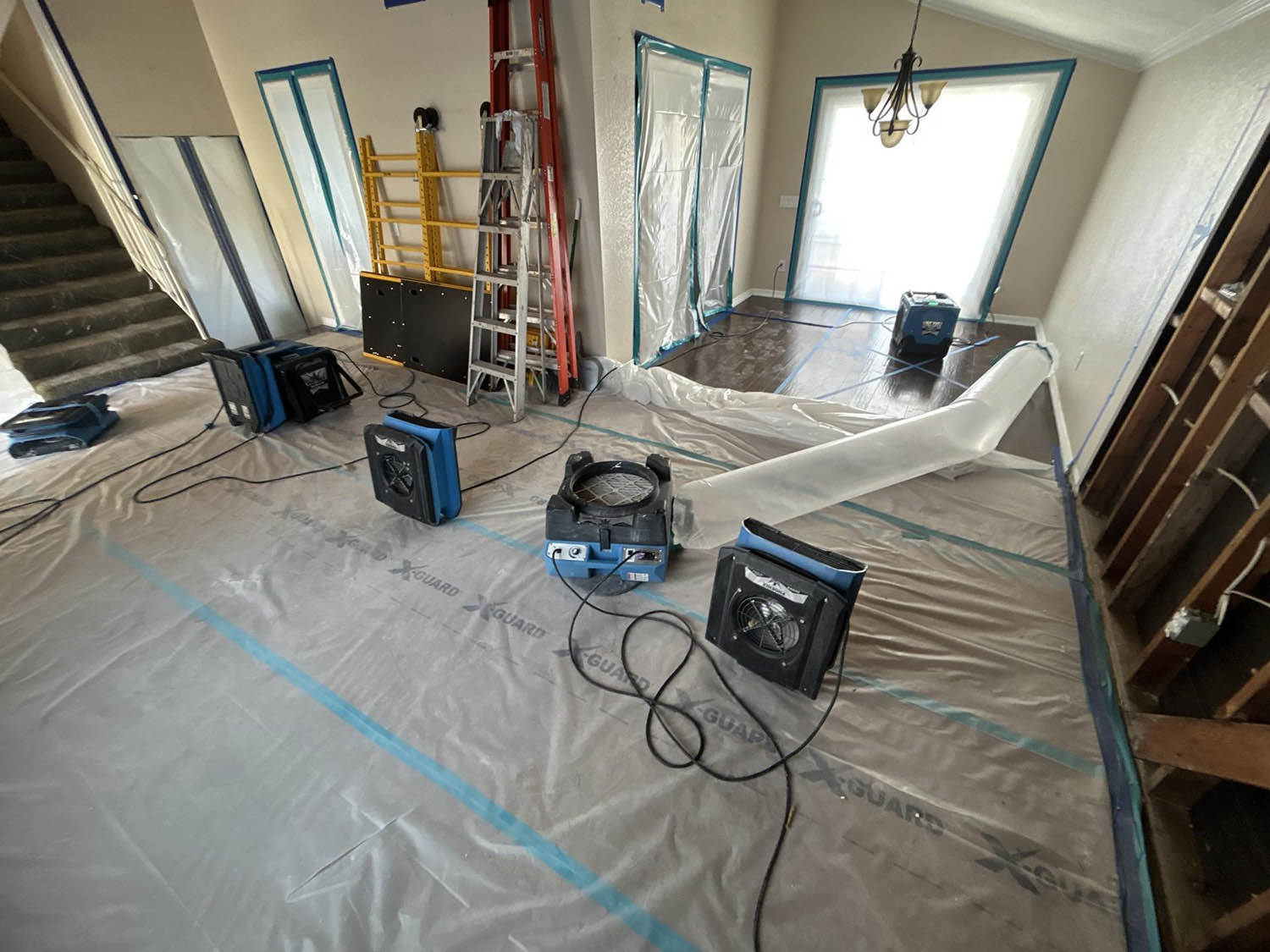 Equipment set up for Water Damage