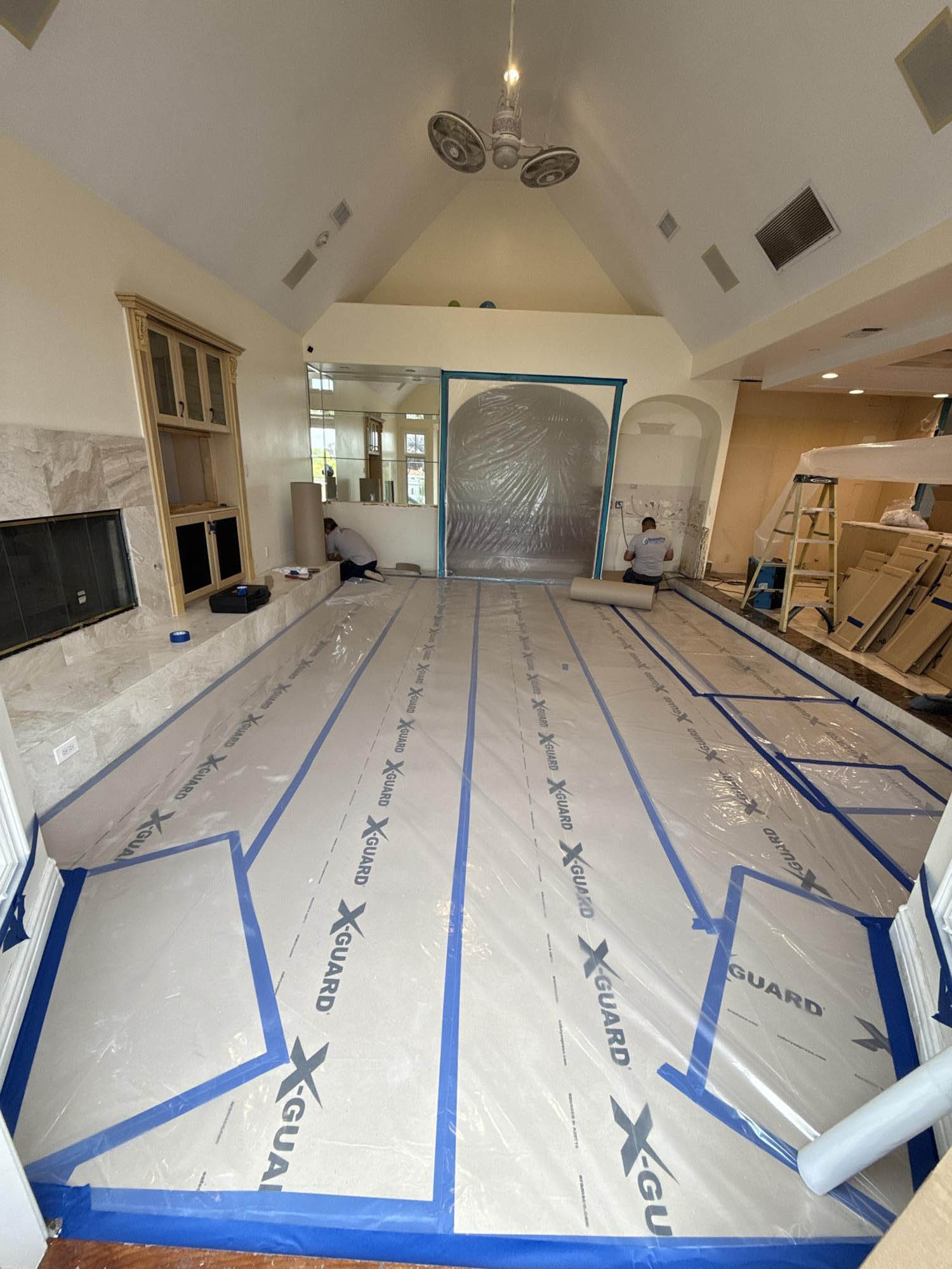 Water Damage Floor Protection and Cabinet Removal in Anaheim Hills, California