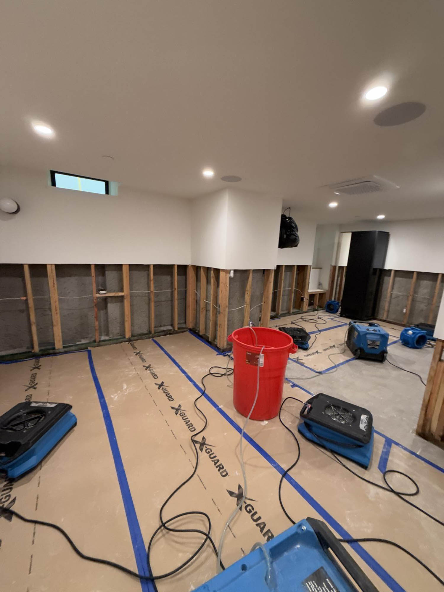 Water Damage Mitigation with Four Foot Flood Cut and Drying Equipment